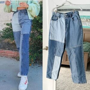 PACSUN High-Rise Straight Patchwork Jeans 28